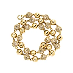 Hip Hop 3A+ CZ Stone Paved Bling Iced Out Beads Link Chain Chokers Necklaces for Men Women Unisex Rapper Jewelry Gift
