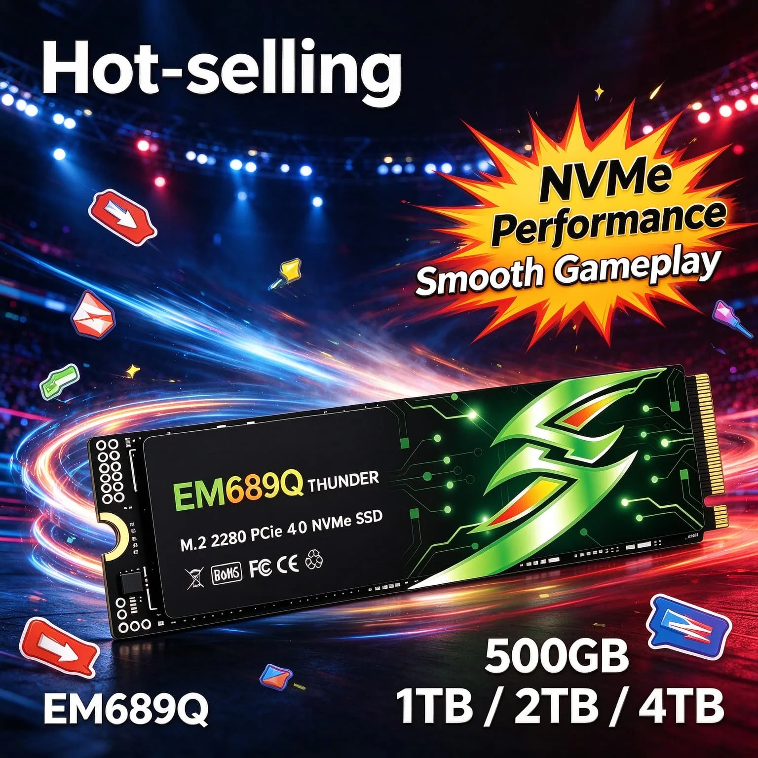 4TB 500GB 1TB 2TB EM689Q M.2 NVMe Inside Solid State Drive Quick Transfer Storage PC Gaming Desktop Laptop Prime Elite