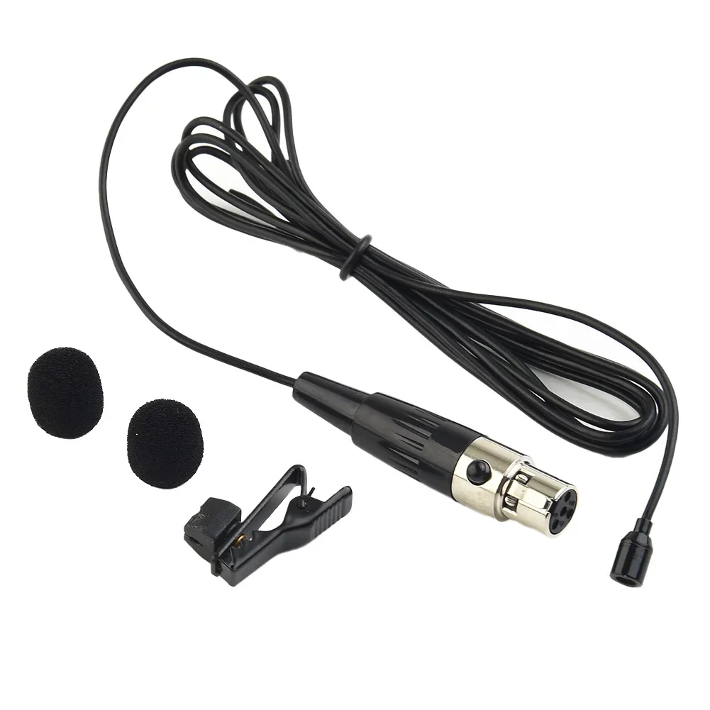 Microphone Set Lavalier Mic For Shure System Small System With Cover 4-Pin Black Compact Connector Flexibility Hand-free