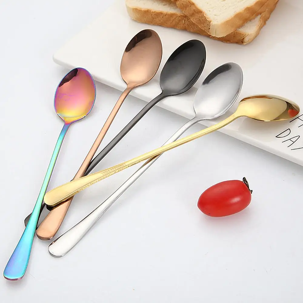 2/3/4PCS Vacuum Plating Elegant Appearance Highly Polished Long Handle Tea Spoons Coffee Spoon Drop Shipping Top Selling