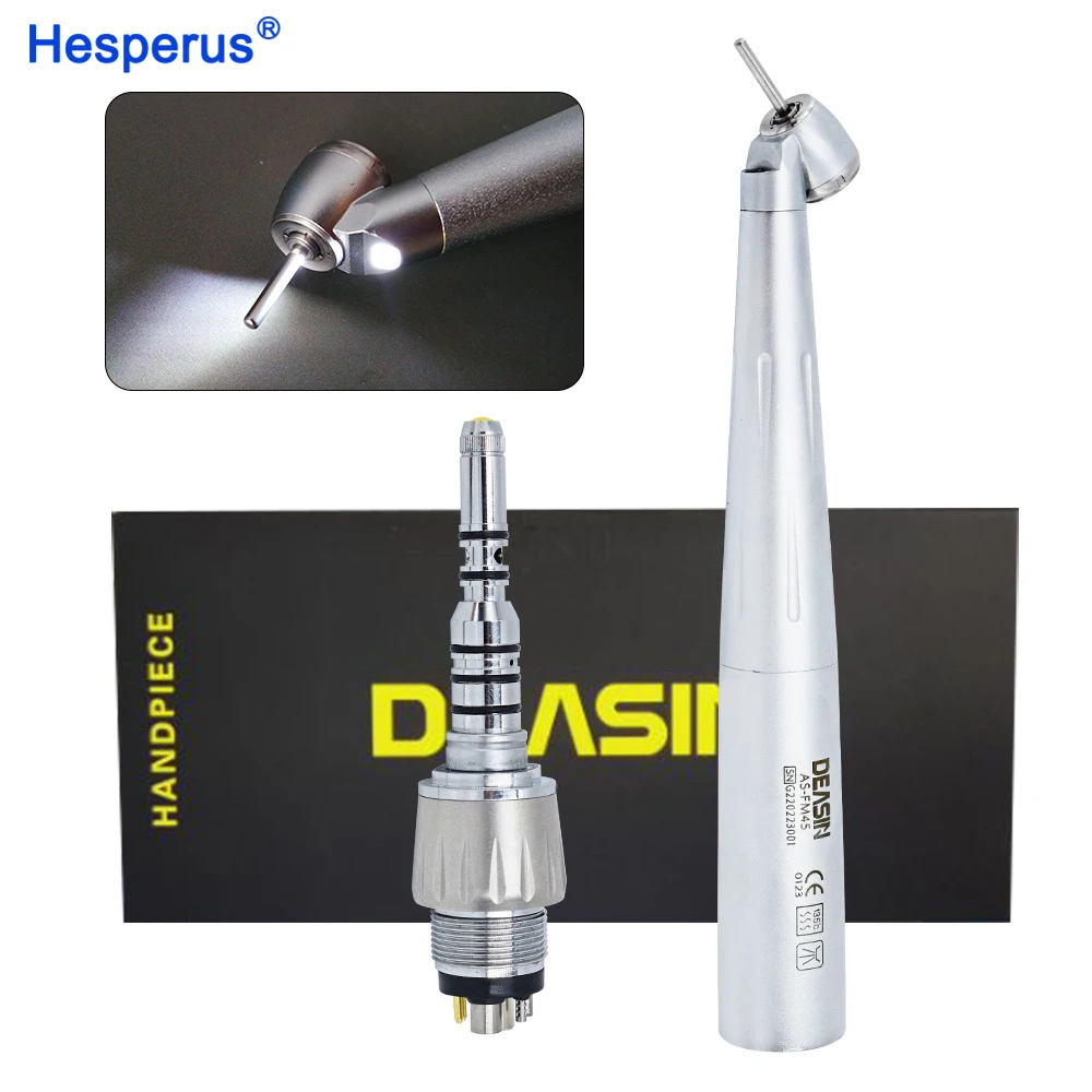 Den  tal 45 Degree k   v Type Mini High Speed Den  tal Handpiece Fiber Optic LED Coupling Air Turbine Hand Piece X450L