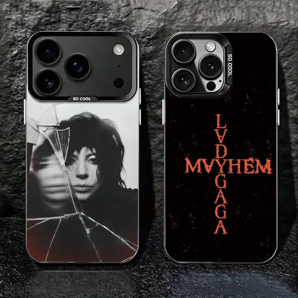 Singer L-LADY GAGA MAYHEM Phone Case For iPhone 17,16,15,14,13,12,11 Plus,Pro Max,XS,Colored Silver Plated Inside Cover