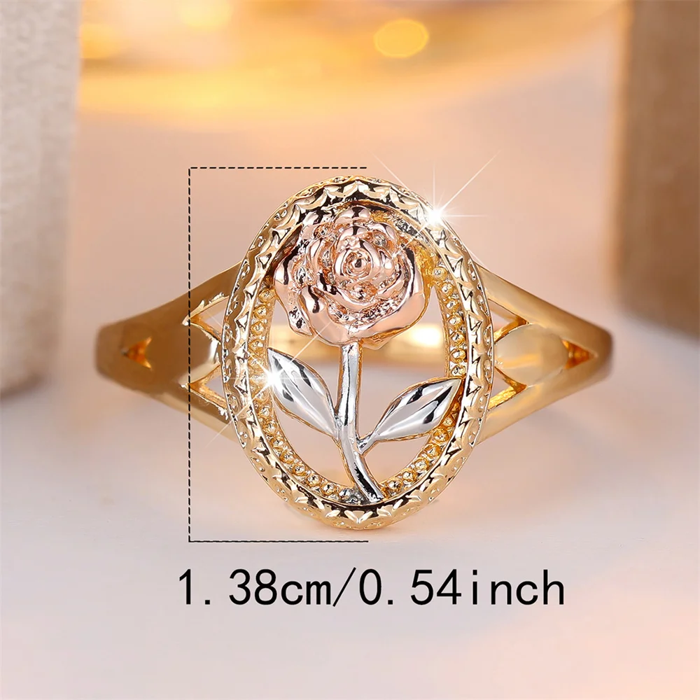 رومانسية زهرة الورد خواتم للنساء خمر ارتفع الذهب والفضة اللون خاتم الخطوبة مجوهرات الزفاف هدايا عيد الحب