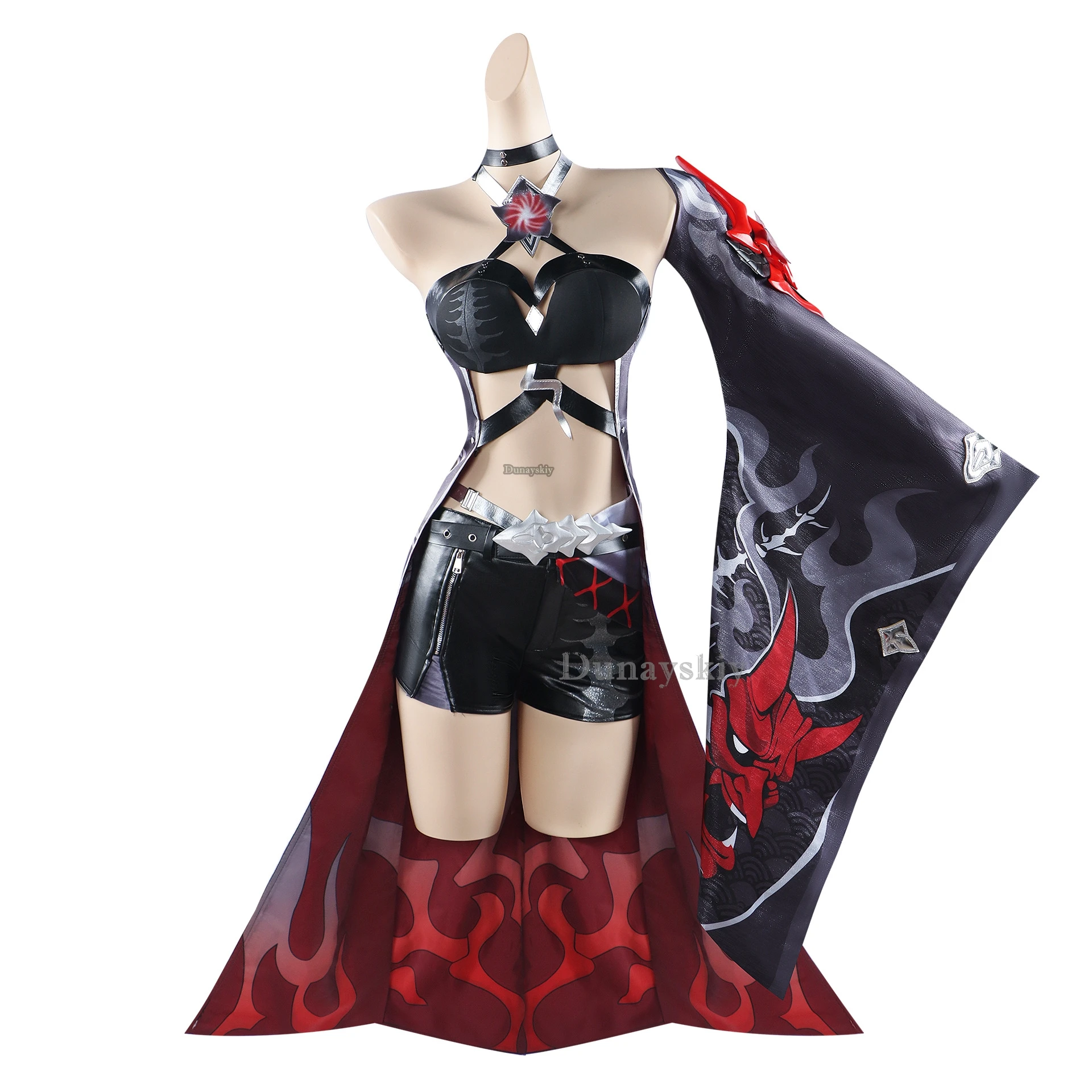 RED Acheron Cosplay Kostüm Honkai Star Rail Acheron Cosplay Kleid Outfit Perücke Schuhe Huang Quan Huangquan Prop Rote Haut Neu