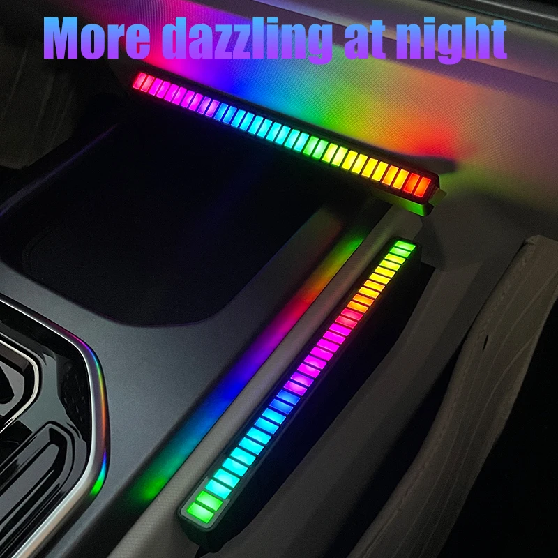 LED Car pickup lamp music rhythm light bar strip atmosphere accsesories interior dashboard decoration ornament sound control RGB