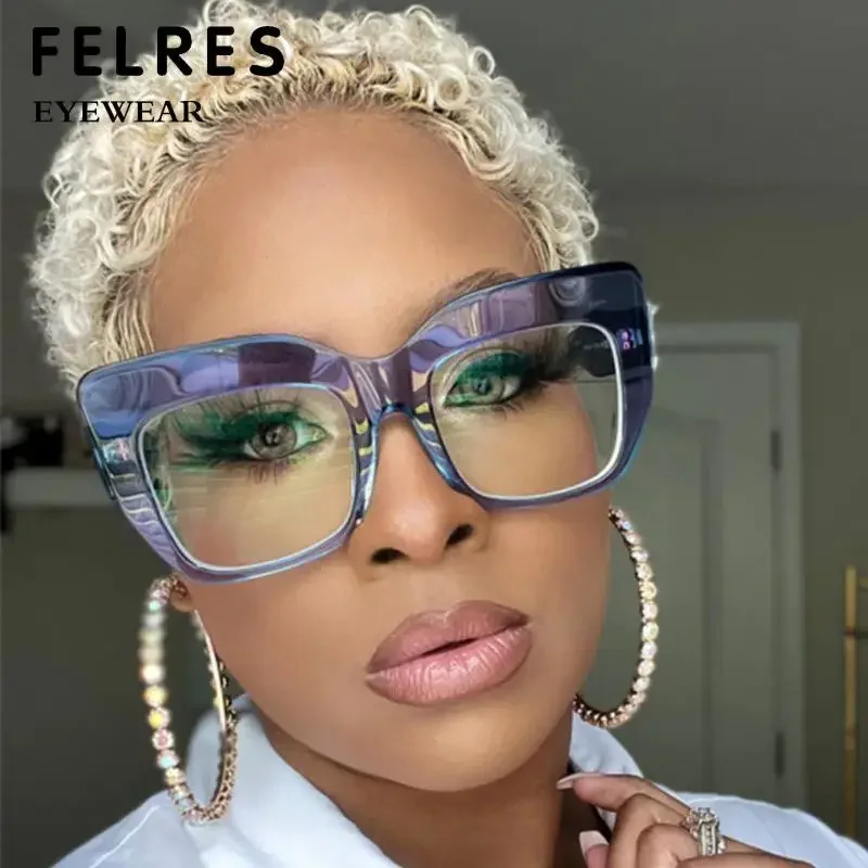 Luxury Brand Photochromic Square Transparent Glasses Frame Oversized Eyeglass For Women Reading Glasses Presbyopia Eyeglasses