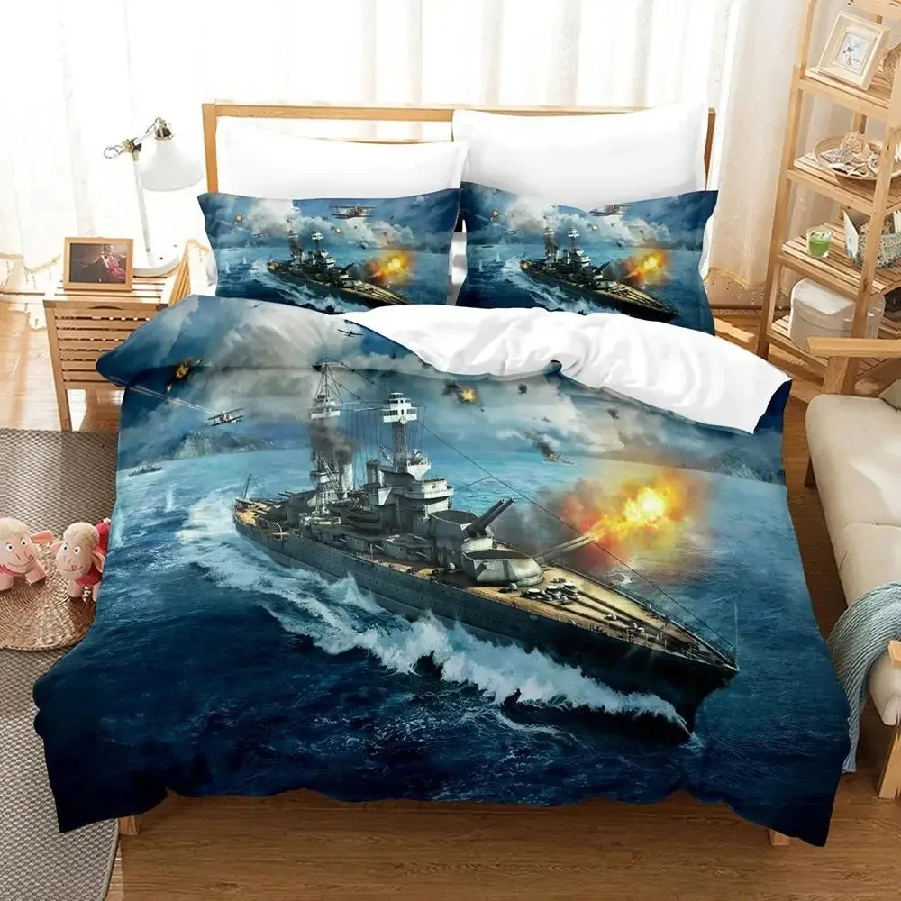 3D Print Game World of Warships  Bedding Set Duvet Cover Bed Set Quilt Cover Pillowcase Comforter king Queen Size Boys Adult