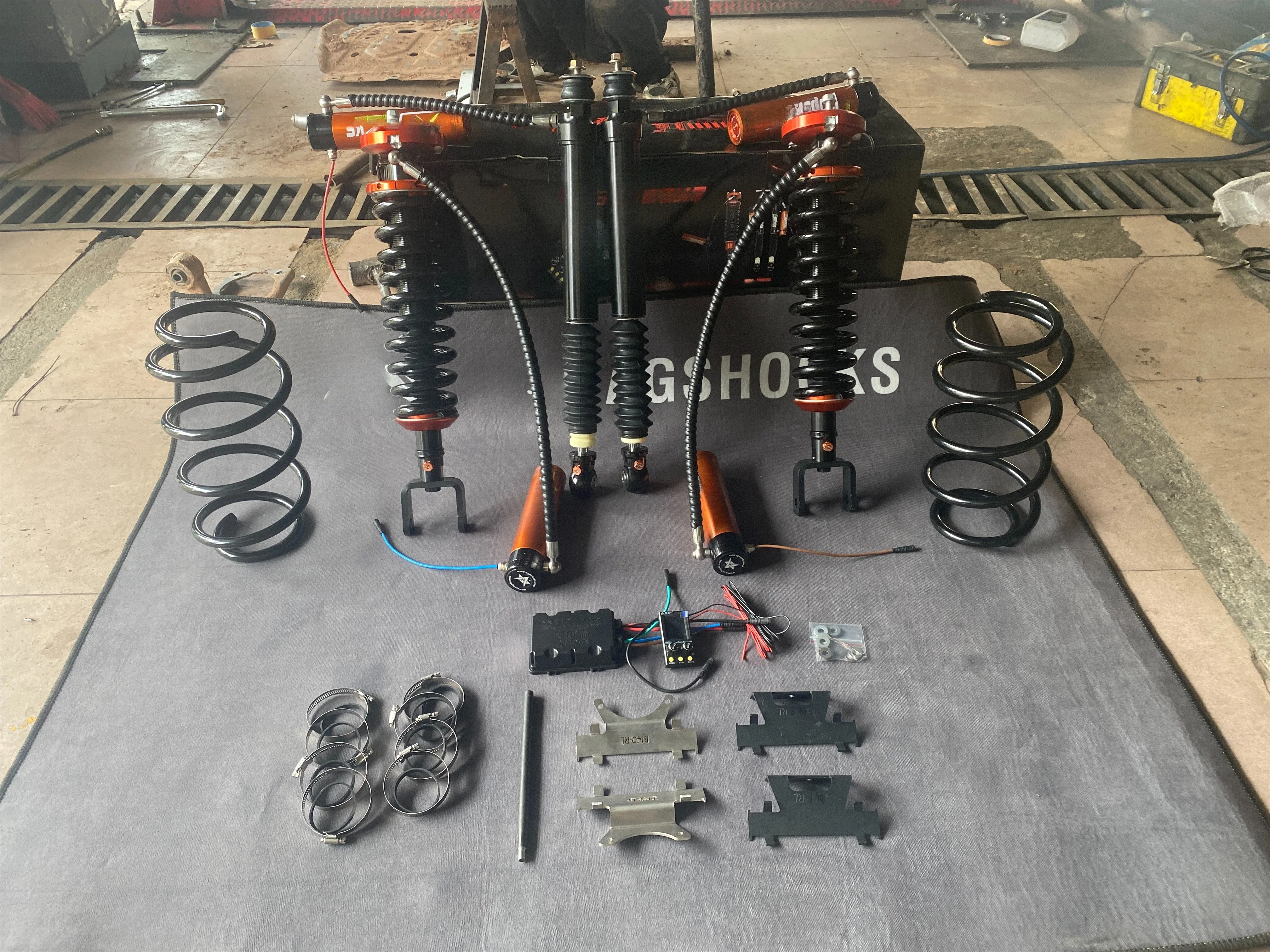 New BJ40plus Electronic Nitrogen Gas Compression and Rebound Adjustable Front & Rear Coilover Suspension Shock Set