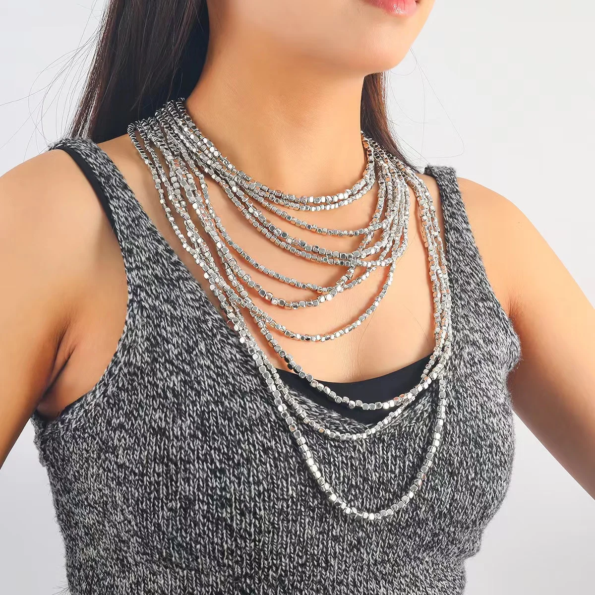 ZAA New Multi-layer Ethnic Style Beaded Chains Necklace