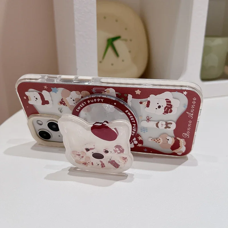 Coreano bonito filhote de cachorro areia movediça shake suporte magnético aperto tok griptok suporte do telefone para iphone 16 para almofada magsafe aperto