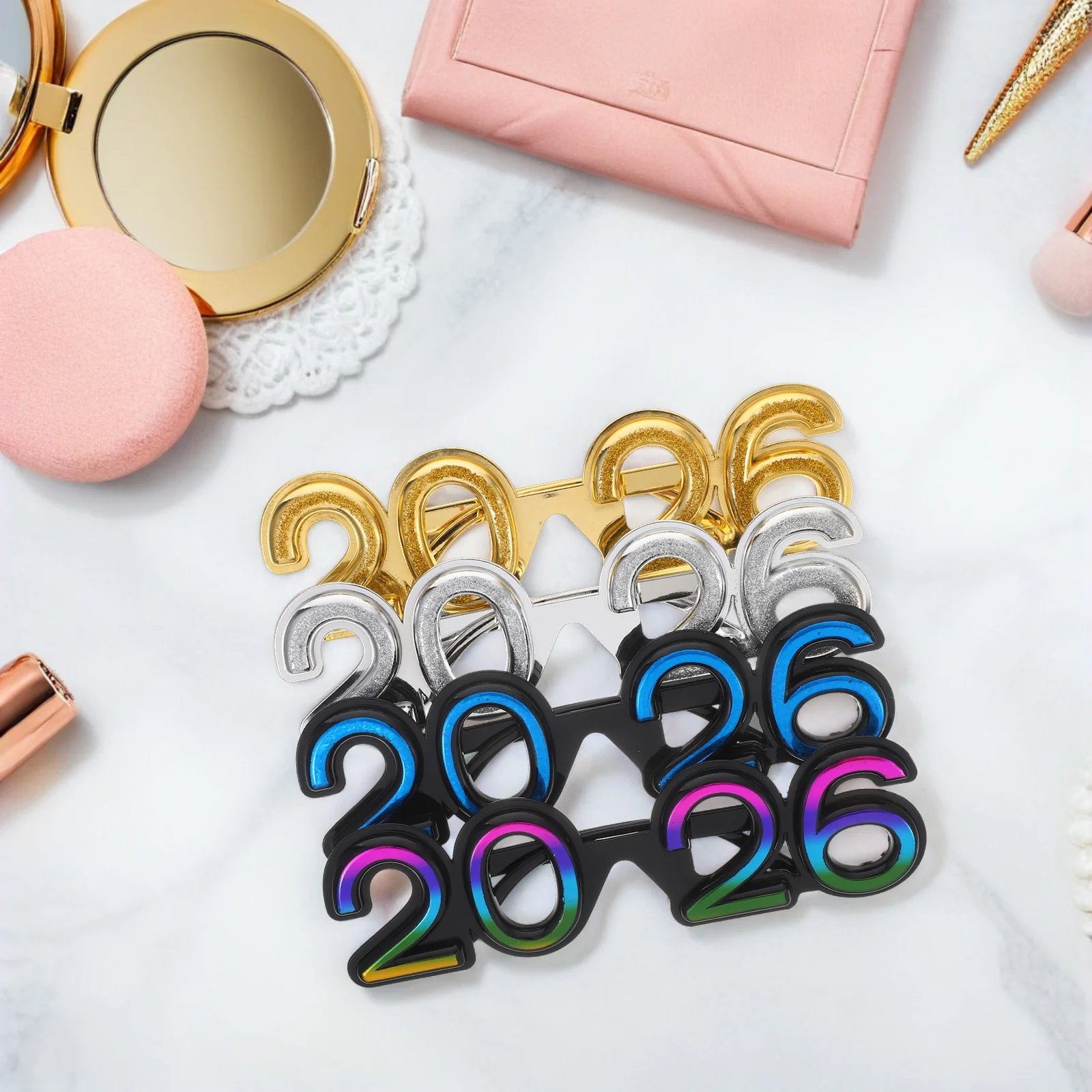 

4Pcs 2026 Number Glasses New Year Party Eyeglasses Sunglasses Photo Booth Props Festive Nye Accessories