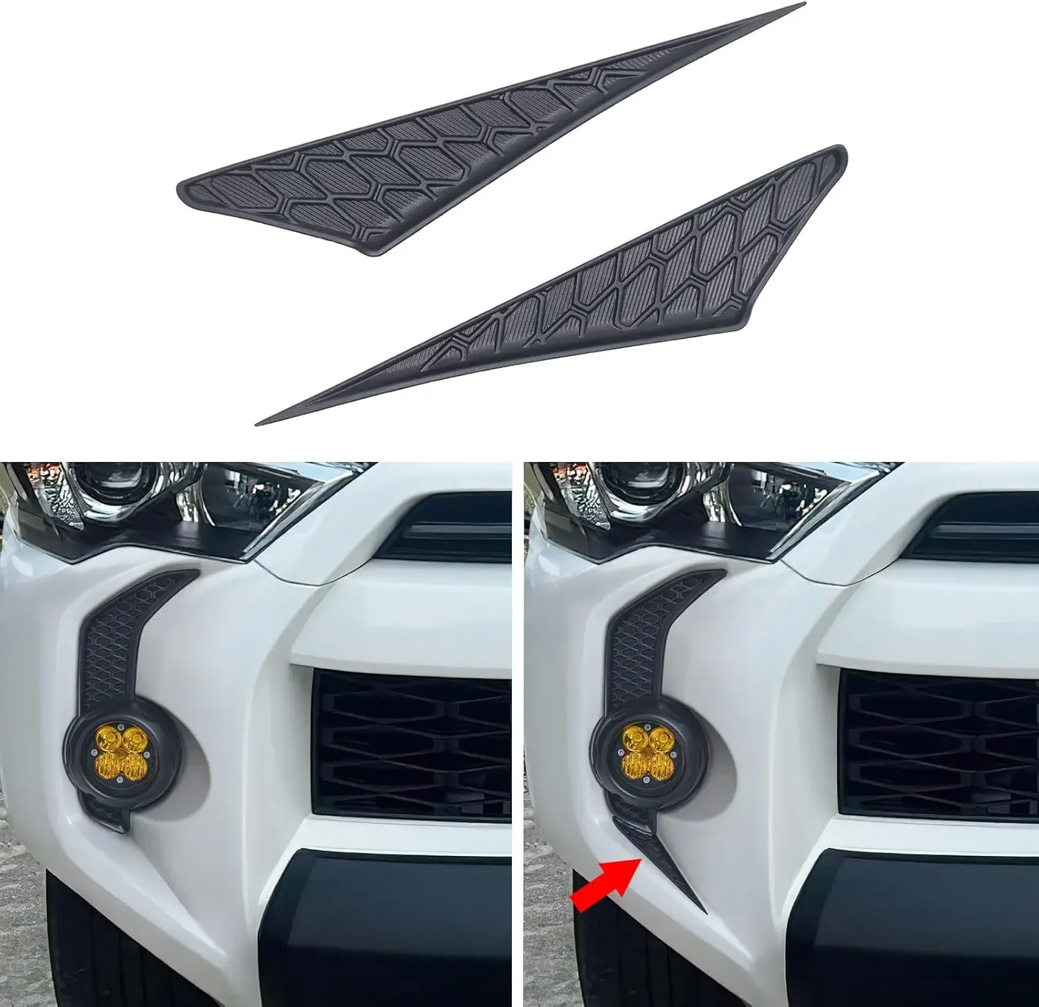 2014-2024 Cubiertas de luz antiniebla de 4 corredores ABS negro con cinta de 3 M, embellecedor de parachoques sin taladro Accesorios resistentes a la intemperie Paquete de 2 todoterreno/diario