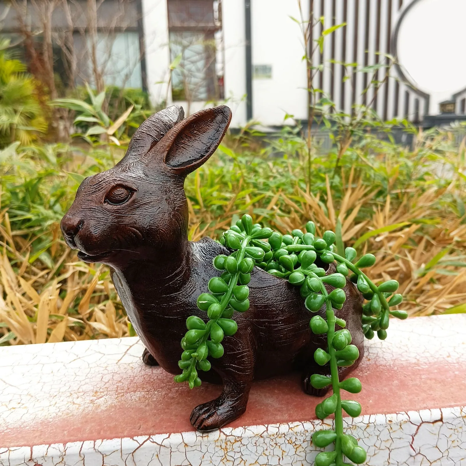 Succulent Plant Pot Rabbit Statue Resin Craft Flowerpot Outdoor Courtyard Garden Decoration Planter image 3