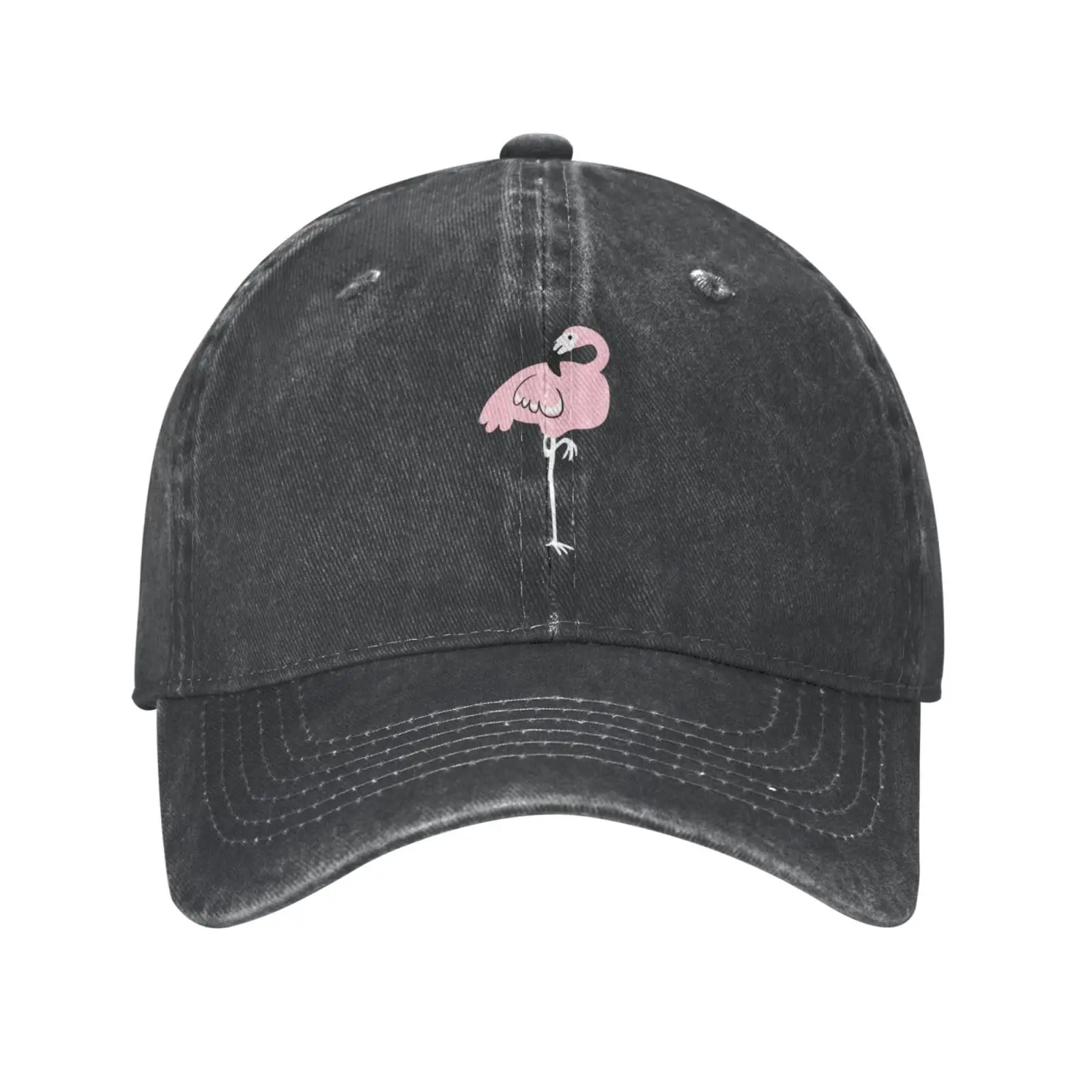 Pink Flamingo Gray Trucker Hat Black Fitted Baseball Ball Cap for Men Unisex Headwear