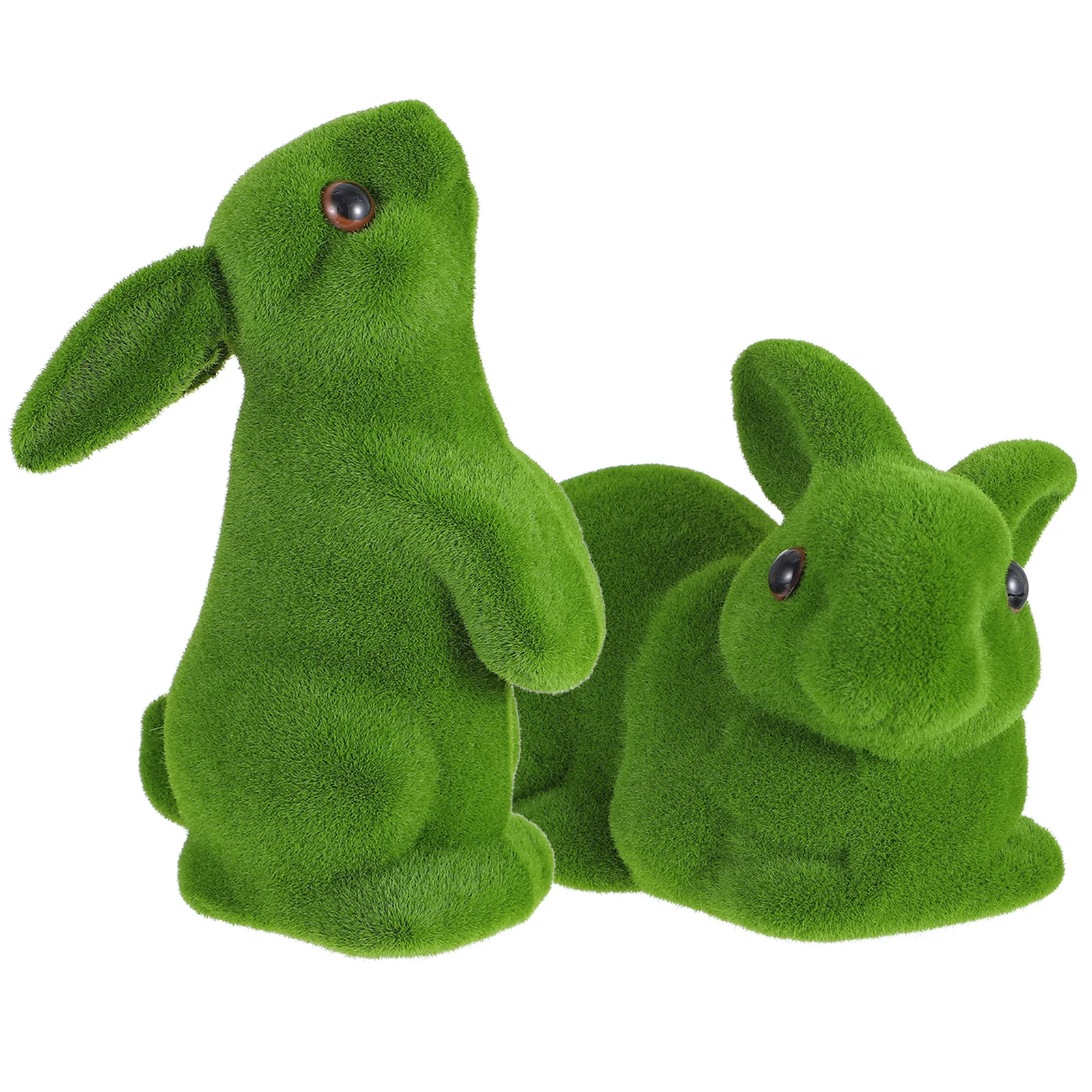 

2Pcs Realistic Easter Flocked Rabbit Decorative Moss Bunny Holiday Party Ornament Easter Flocked Bunny Moss Rabbit