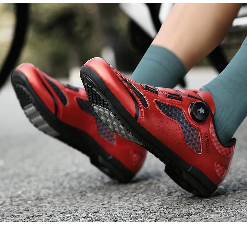 Unisex-Fahrradschuhe für Rennräder, atmungsaktiv, rutschfest, verschleißfest, Pedalschuhe für den Außenbereich, Wettkampf-Fahrradschuhe – Detail 24