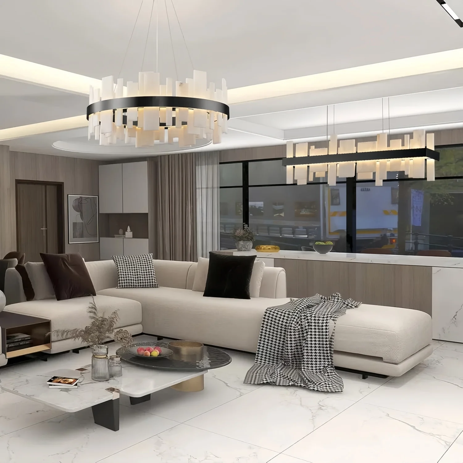 Spanish Marble Pendant Light Dining Table Alabaster Led Ceiling Chandeliers For Kitchen Living Room Bedroom Villa Hanging Lamp - view 4