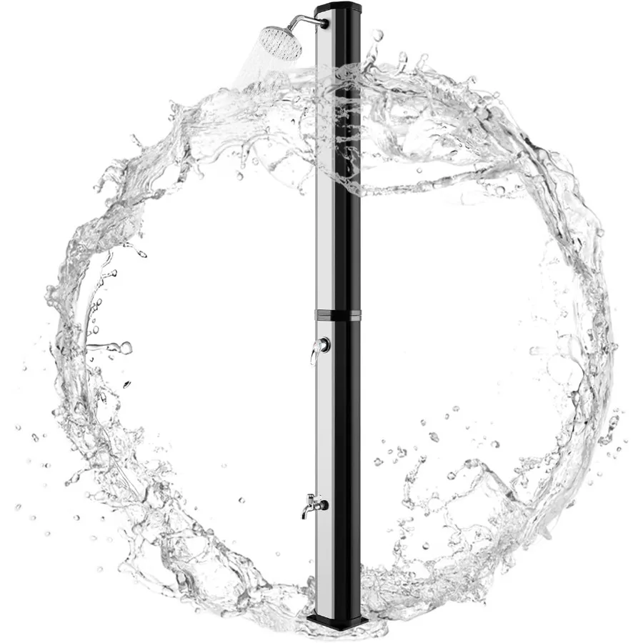 Ducha exterior con calentador Solar de 7,2 pies para jardín, patio, piscina, playa, cabezal de ducha giratorio 360, presión de temperatura ajustable, fácil S