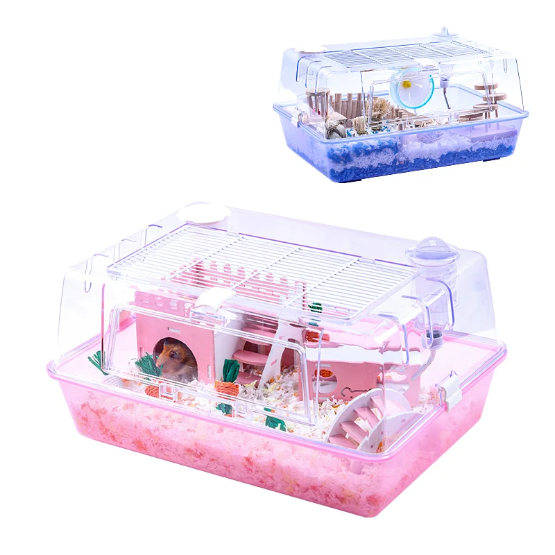 Wholesale hamster shop kandang  transparent acrylic hamster cage pink house big large hamster cage