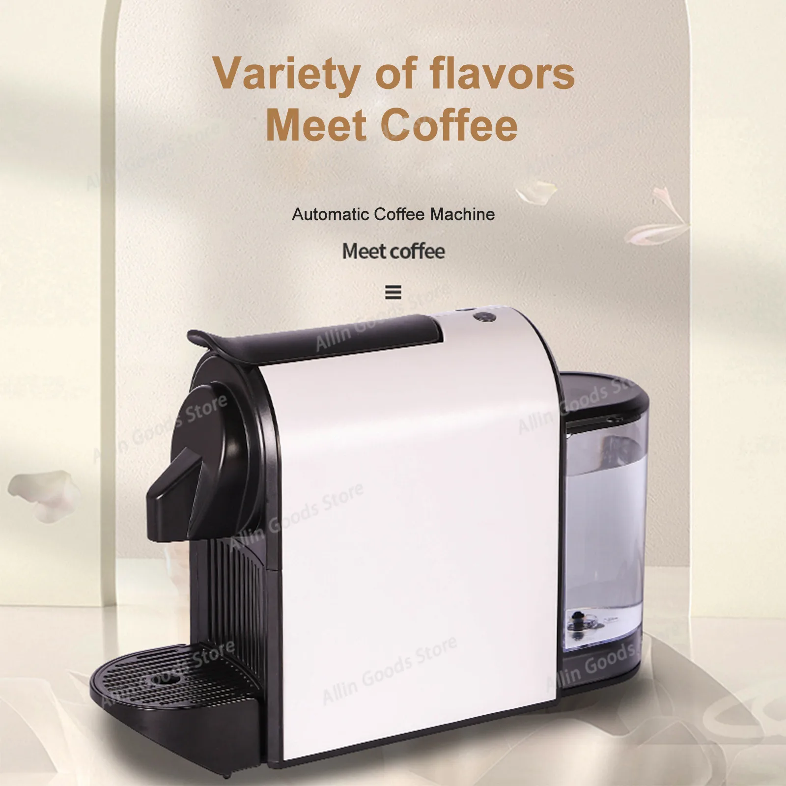 Capsule Coffee Machine One-Touch Brewing, Compatible with For Nespresso Capsules, Milk Frother Included, Compact Design
