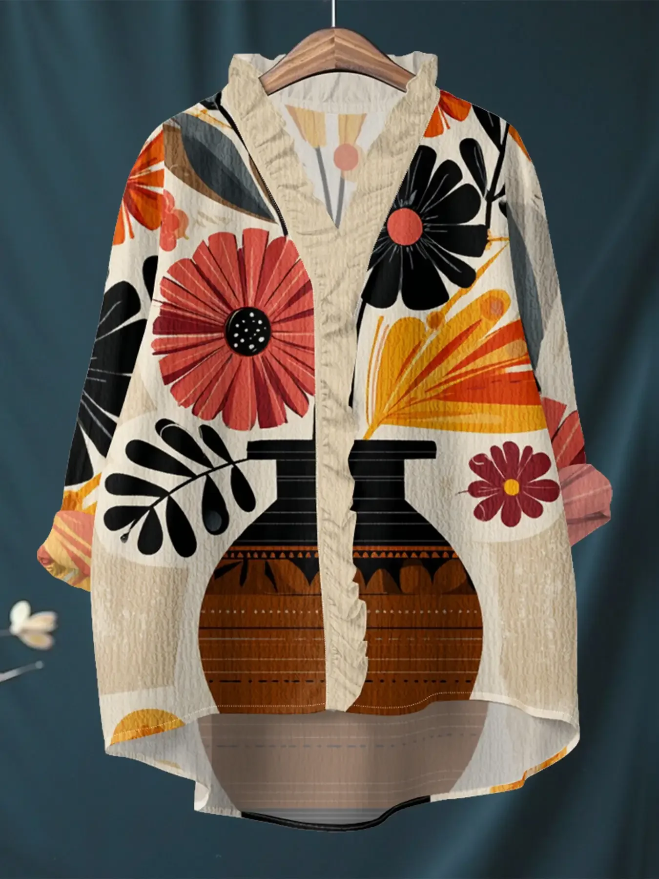 قميص نسائي مطبوع بأكمام طويلة مع خط عنق مكشكش، متعدد الاستخدامات لارتداء غير الرسمي، مناسب للارتداء اليومي، والعطلات، #1