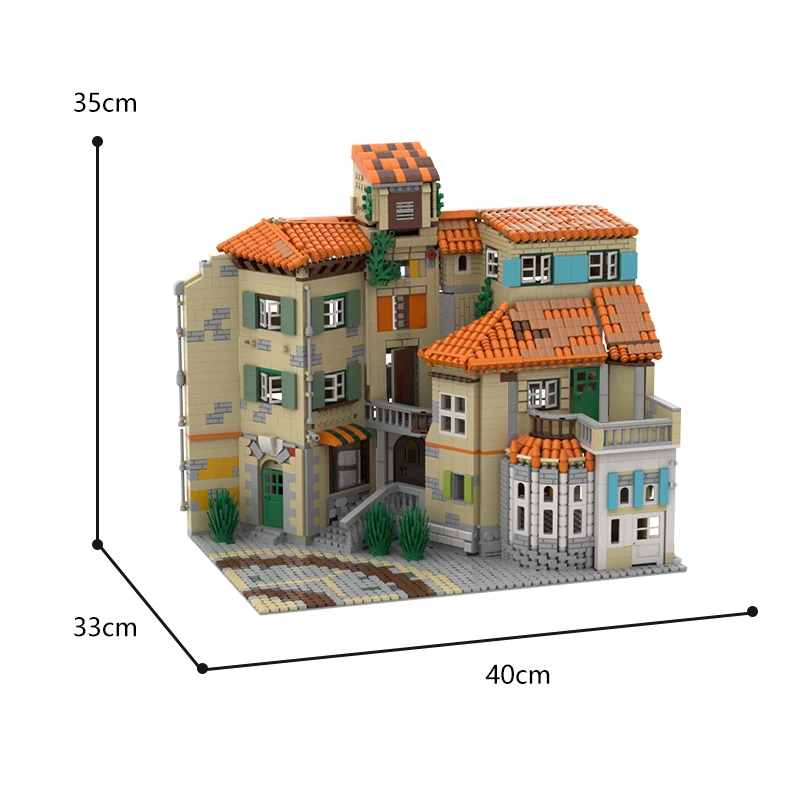BuidMoc Italian Style Architecture Building Blocks Set Apartment Residential House Modular Model Bricks Toys For Children Gifts