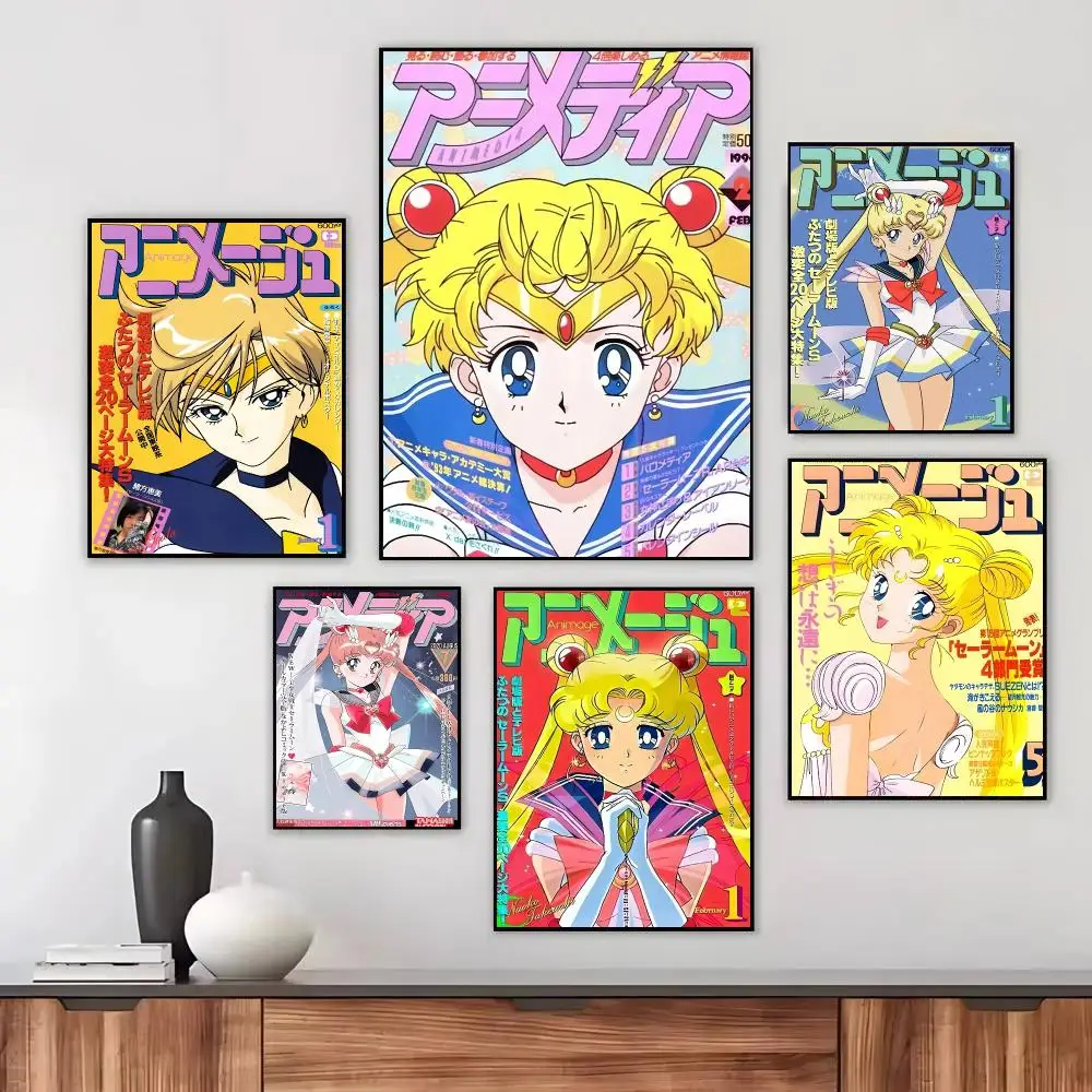 Anime S-Sailor Moon Poster Wall Art Printed Decor Sticker Stylish Home Gift for Living Room Bedroom Corridor Cafe