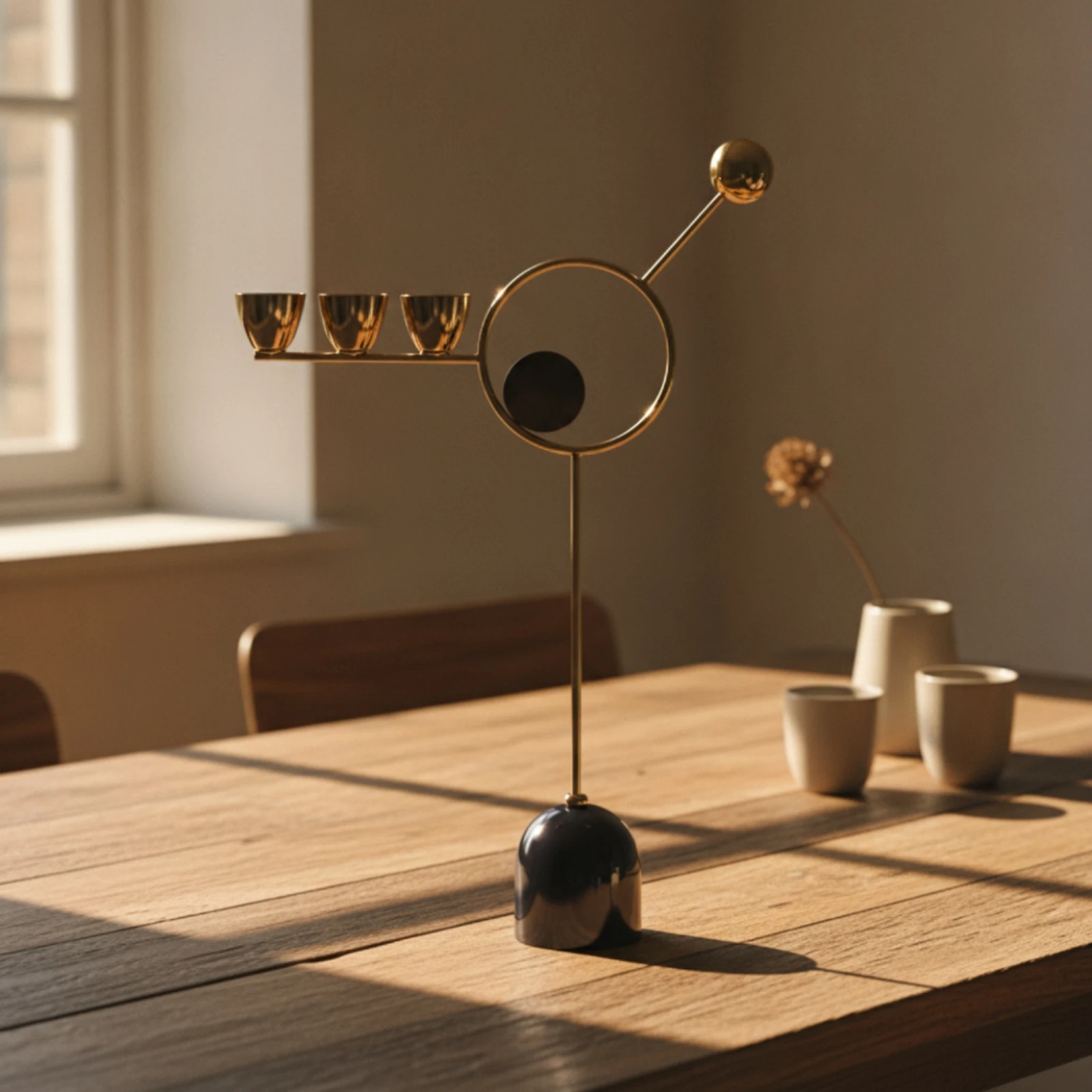 Geometric Candle Holder Abstract Candle Holder with Metal Frame Decorative for Living Room, Dining Table view 6