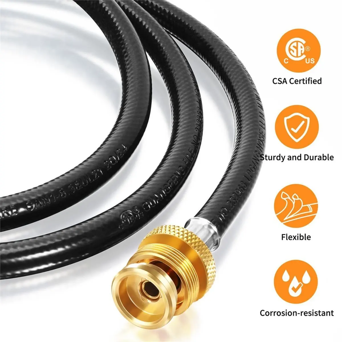 Propane Tanks Adapter Hose 6 Ft Length for Easy Connection From 20lb to 1lb Great for Outdoor Cooking Camping Supply