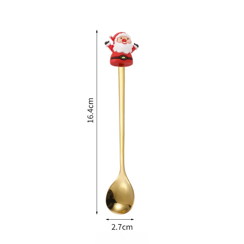 1PCS Christmas Fork SpoonTableware ,410Stainless Steel  Christmas Tree Santa Claus Coffee Tea Dessert Forks and Spoons Gift