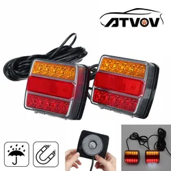 ATVOV 12V Magnetic LED Trailer Rear Light Wired Brake License Number Plate Light 10m Cable 7 Pin Trailers Caravans Truck Trailer