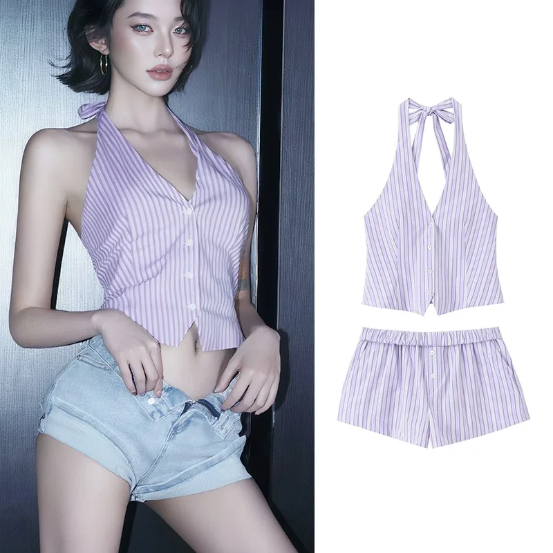 

TRAFZR Sets Woman Set Pieces Chic Elegant Women's Suit Short Piece Outfit Vacation Outfits New Two Holiday Ensembles Shorts Mini