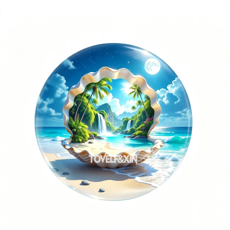 Glass Cabochons Round Dome Ocean Animals Dolphin Jellyfish Starfish Tropical Fish Beach Seashell 8MM-30MM DIY Jewelry Findings