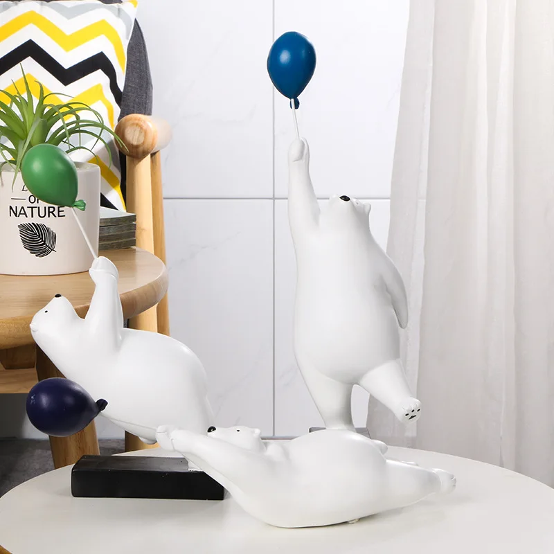 

Polar Bear Statue, Resin Creative Balloon Home Decoration Interior Desktop Accessories Small Statue Kawaii Statue Sculpture