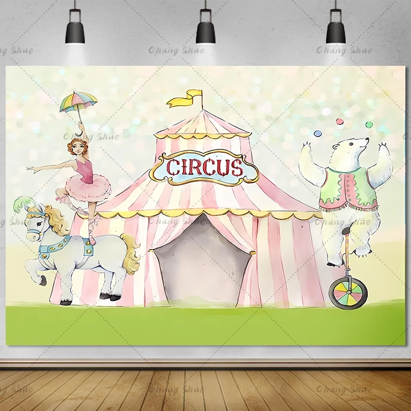 Disney Baby Dumbo Backdrop Kids Birthday Decoration Background Circus Carnival Stage Vinyl Polyester Photography Decor Props