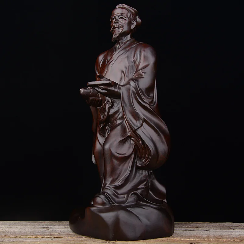 Ebony Wood Carving Luban Ancestor Statue Luban Sculpture Figure Carving Decoration Home Living Room Company Craft Gift