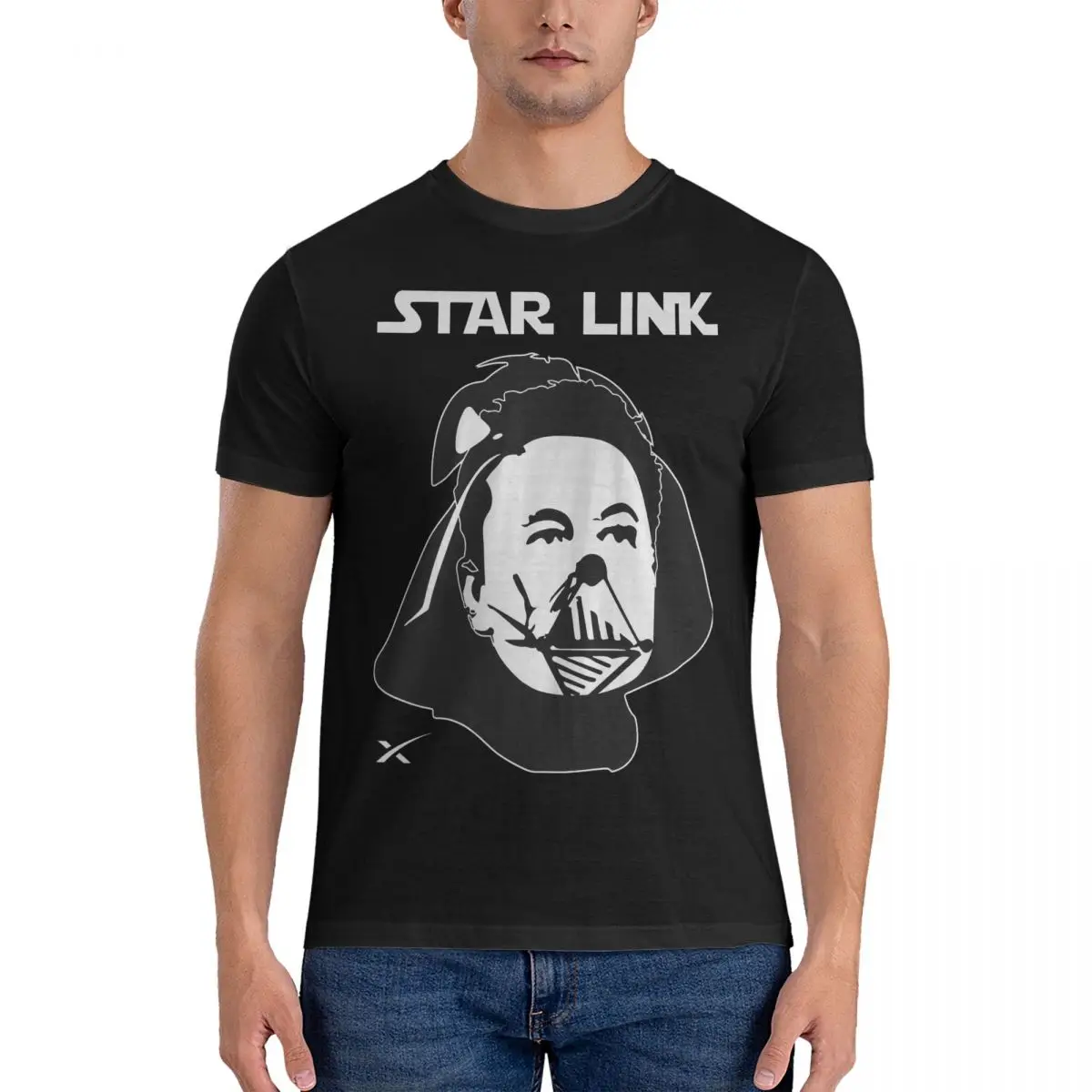 Starlink graphic T-Shirts Men Spacex Starship Novelty 100% Cotton Tee Shirt Crew Neck Short Sleeve T Shirt Adult Tops fugees