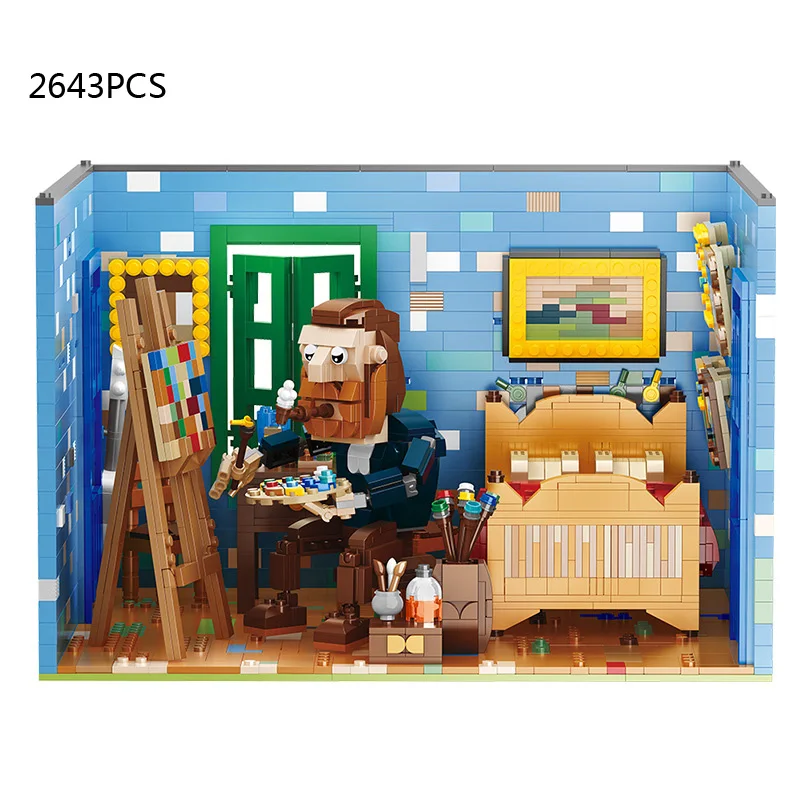 

Creative World Celebrity Mini Block Van Gogh Studio Room Toys Collection FIGURES MOC Building Bricks For Kids Adults Gifts