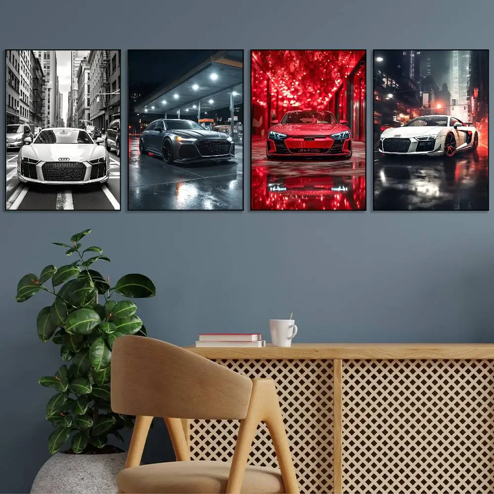 Fashion Car A-AudiS Cool Poster Gallery Prints Self Adhesive Home Decor Decoration Wall Decals Living Room Sticker