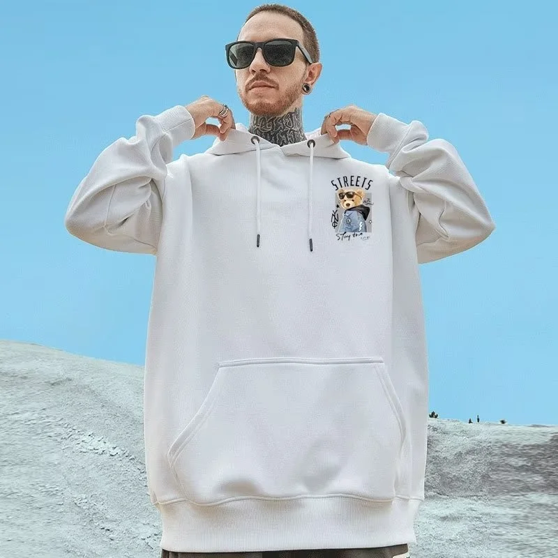 Trendy hip-hop oversized hoodie men's trendy ins new high street round neck casual coat with plush spring and autumn