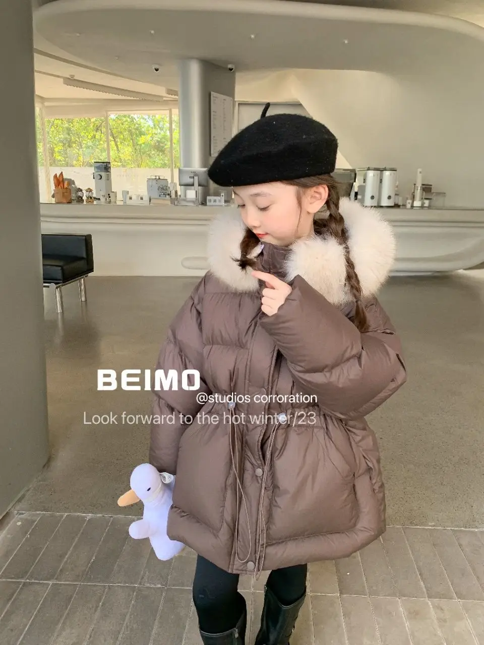 Children Cotton Clothes Winter Fashion Girls Boys Imitation fur Hooded Thicken Long Jacket Parka Coat Warm Kids Snow Overcoat