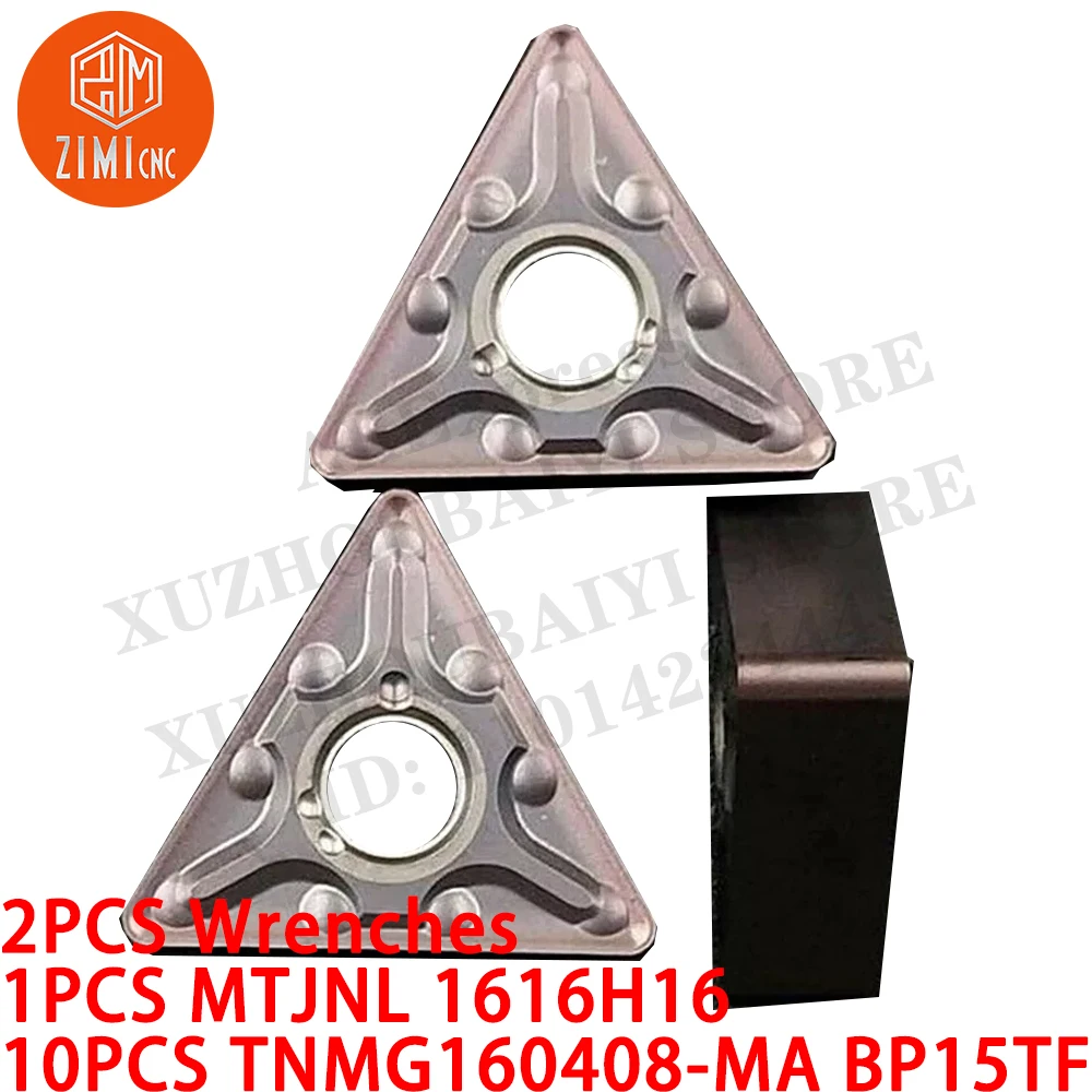 1PCS MTJNL 1616H16 Suporte de ferramenta de torneamento de 16 mm * 100 mm + 10PCS TNMG160408-MA Insertos de torneamento CNC ferramentas de corte mecânicas de torno de metal