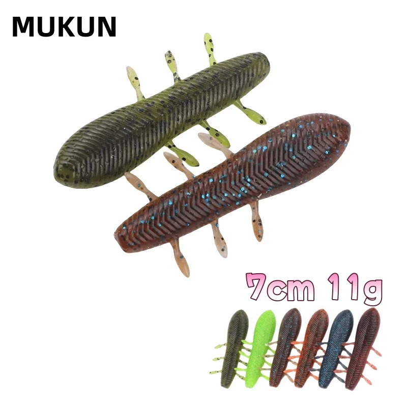 MUKUN 4 قطعة الطعم 7 سنتيمتر 11 جرام الصب الثقيلة المرجحة لينة البلاستيك إغراء دودة الطعم سيليكون شاد الطعوم ل باس بايك الصيد جثم