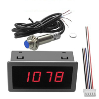 4 Digital LED Tachometer Gauge RPM Speed Meter with Hall Proximity Switch Sensor Red Blue Green 10-9999RPM DC 8-24V