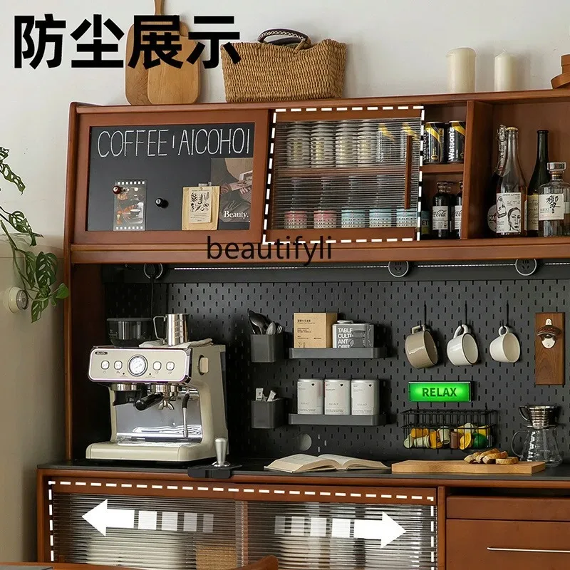 الشمال الرجعية خشب متين خزانة عالية الحائط المتكاملة المطبخ خزانة مشروبات روك مجلس خزانة K4050