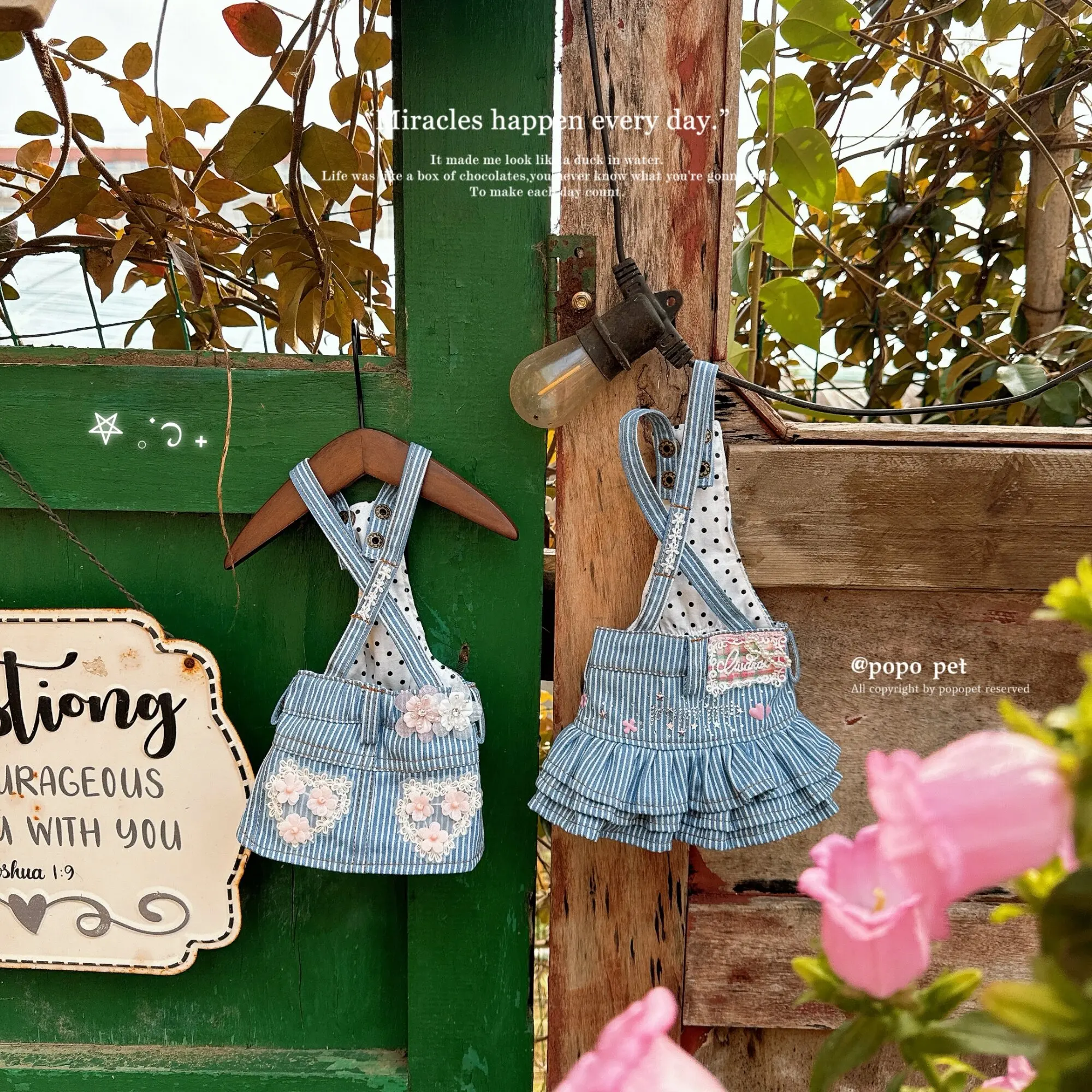2026 Spring Puppy Dog Clothing Casual Overalls Cute Blue White Stripe Denim Skirts for Small Medium Dog Pet Clothes Yorkshire