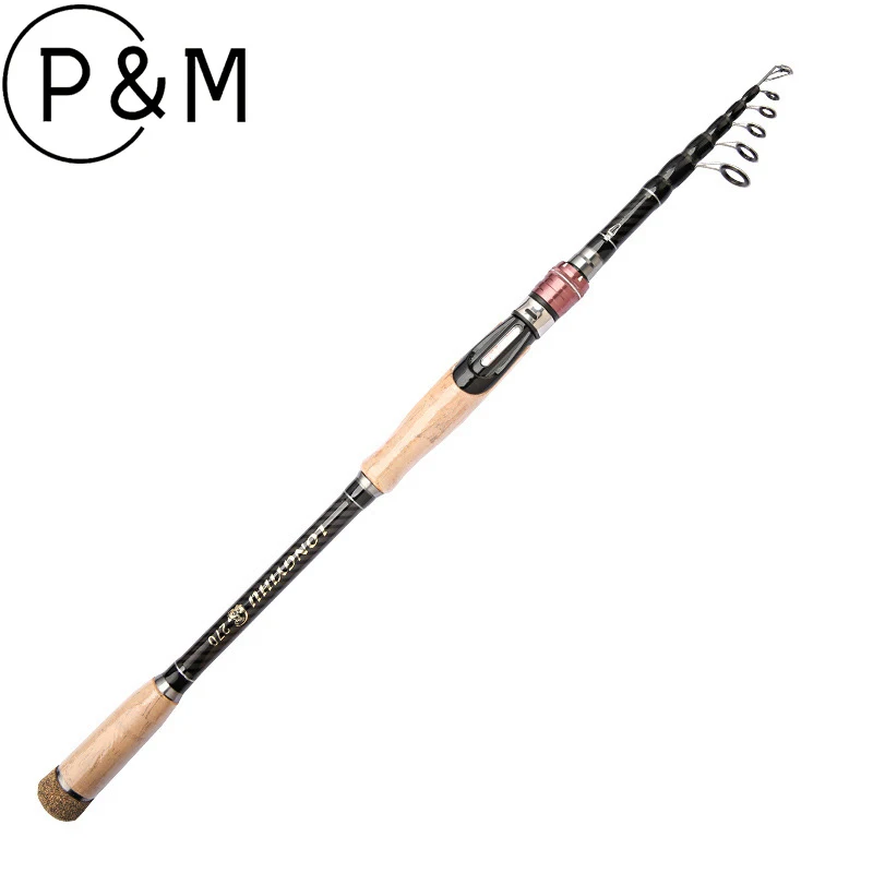 

Carbon Fiber Telescopic Lure Rod Portable Short Section Fishing Rod M Power Lightweight Sturdy Spinning Casting Sea Fishing Pole