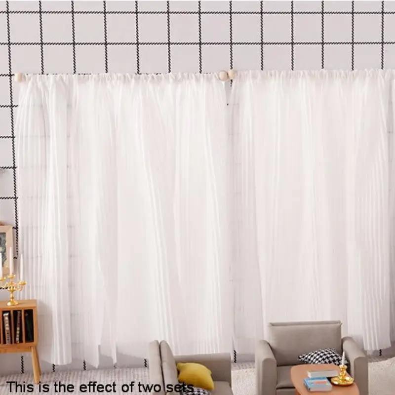 1Pcs Bedroom Living Room Furniture Decoration 1:12 Dollhouse Miniature Curtain White Chiffon Door Curtain Window Decor Model