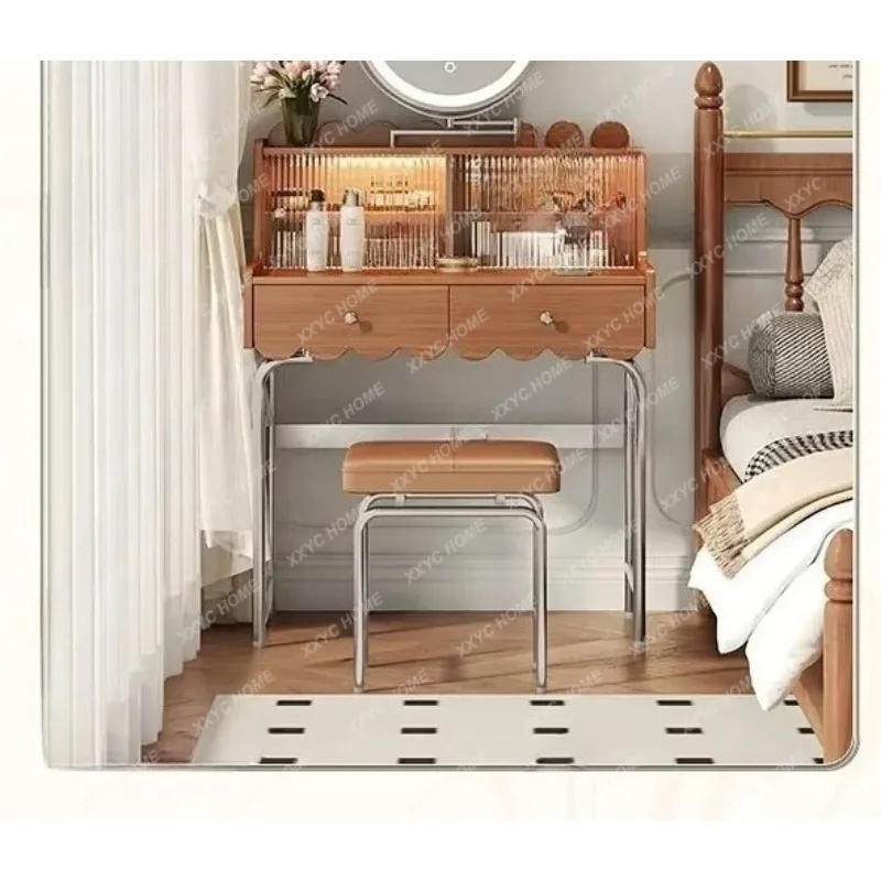 XX Ancient Style Solid Wood Dressing Table Storage Cabinet Integrated Small Apartment Bedroom Makeup Table with Mirror