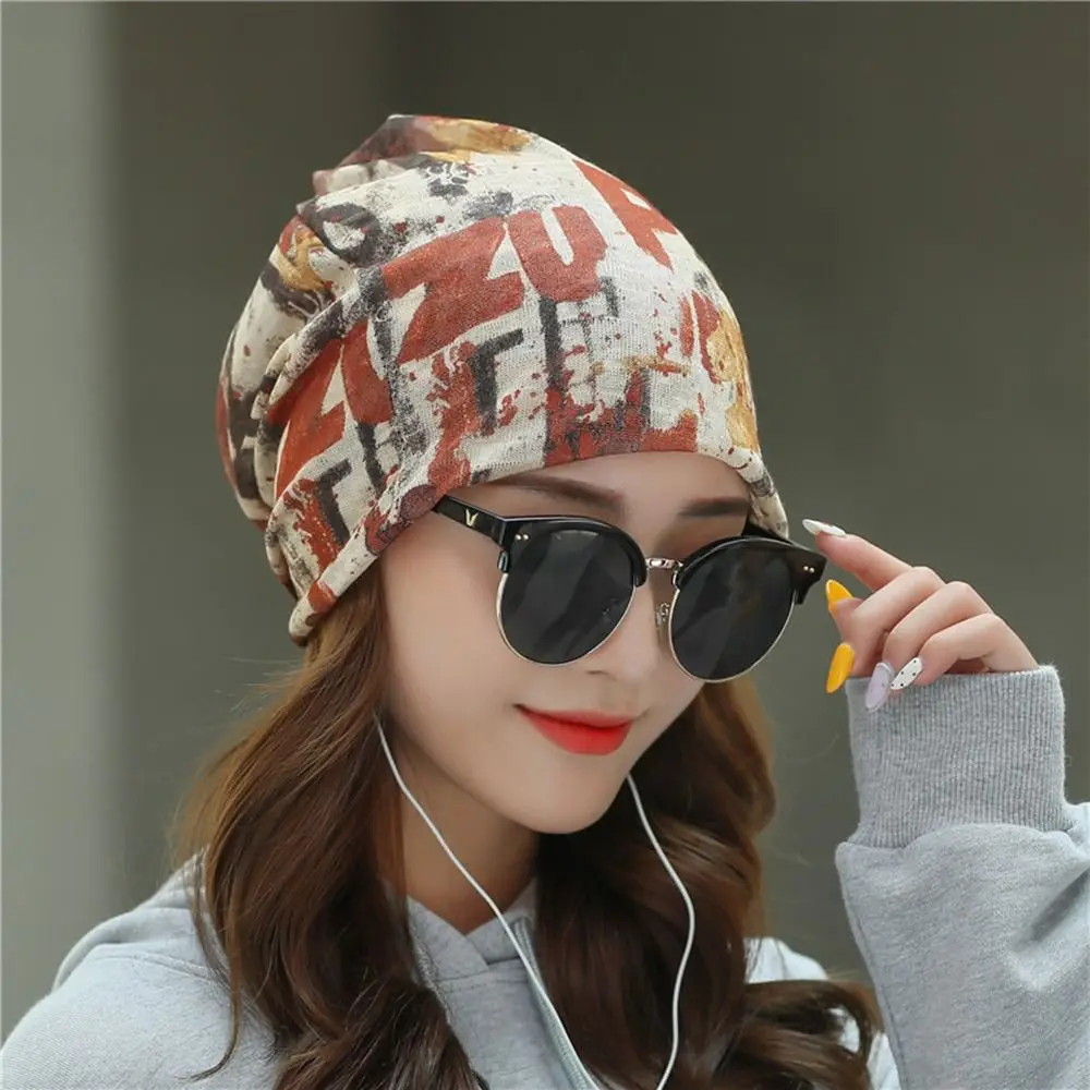 Collar Summer Hat Head Wrap Lady Women  Cap Scarf Turban Stripe Hat Beanie Outdoor Cap Ruffle Cancer Hat